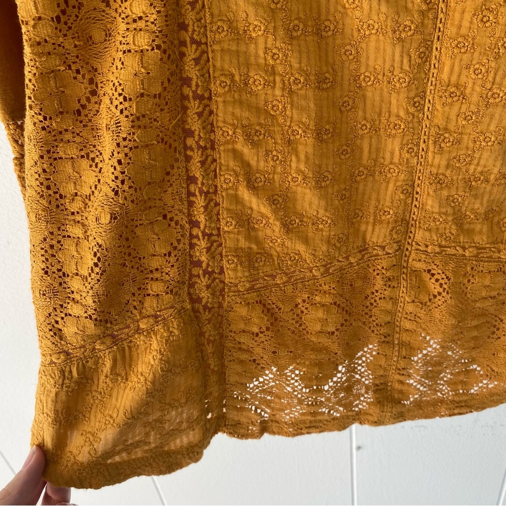 Anthropologie Eze Sur Mer Gold Yellow Piana Eyelet Top 100% Cotton Sz M $78 NWT - Picture 10 of 15